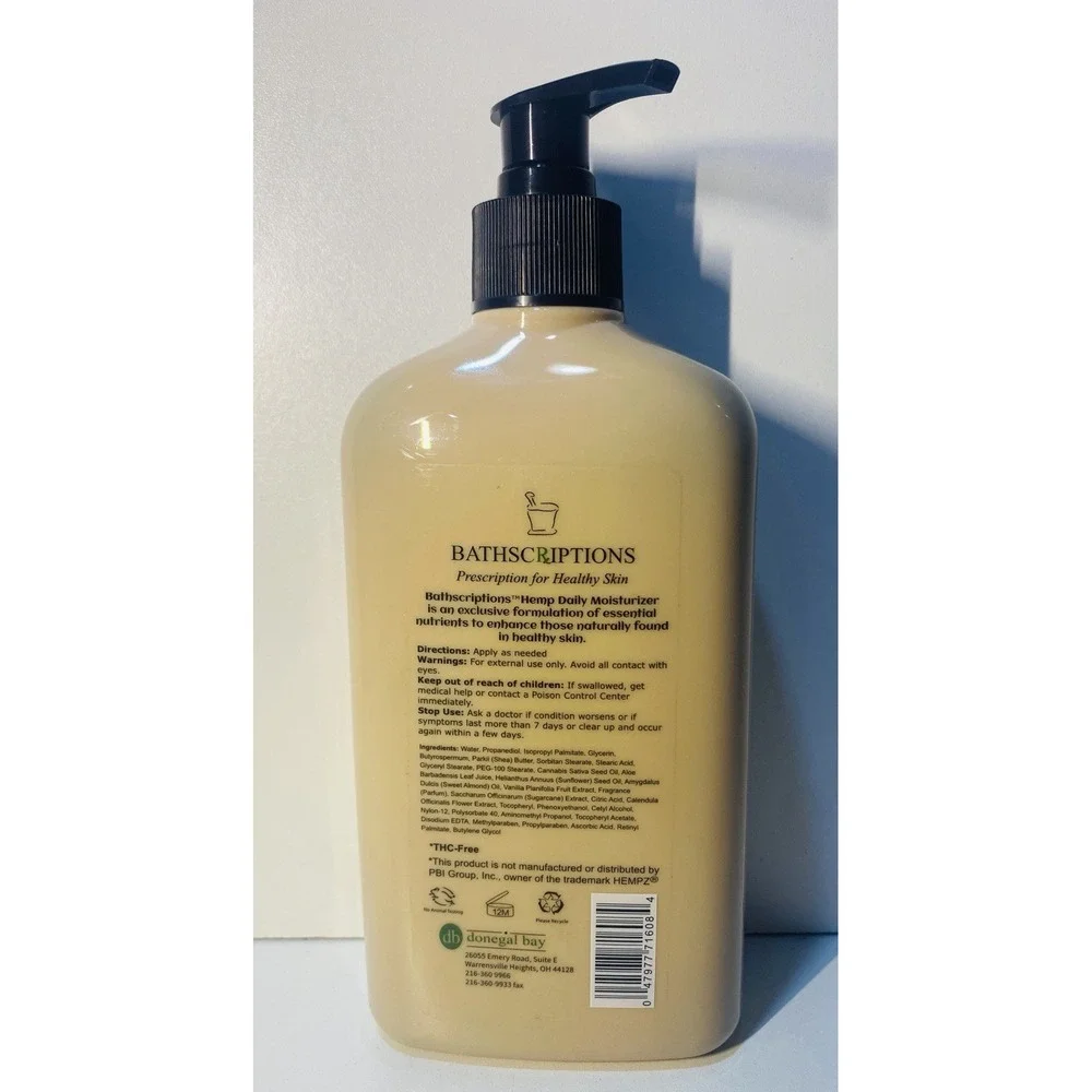 BATHSCRIPTIONS HEMP DAILY BODY MOISTURIZER Vanilla Bean/ 17 OZ Rare